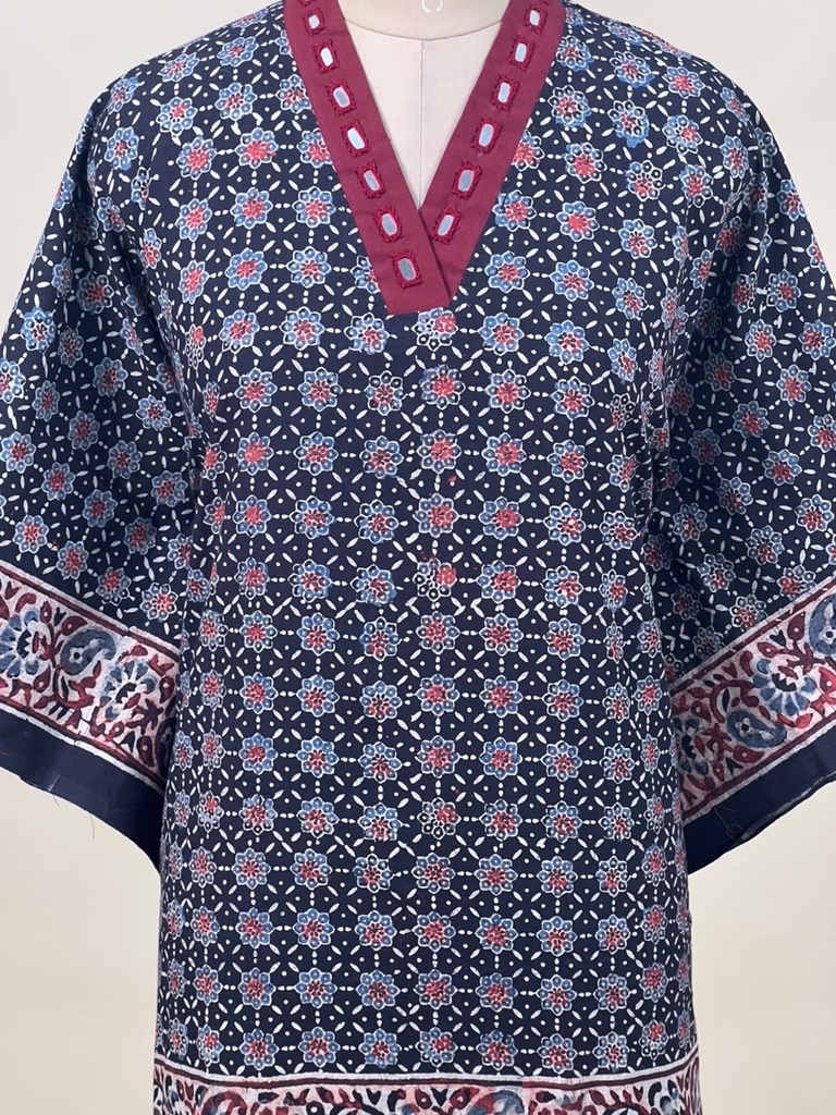 Ajrakh Cotton Kaftan 4802 BLACK 3