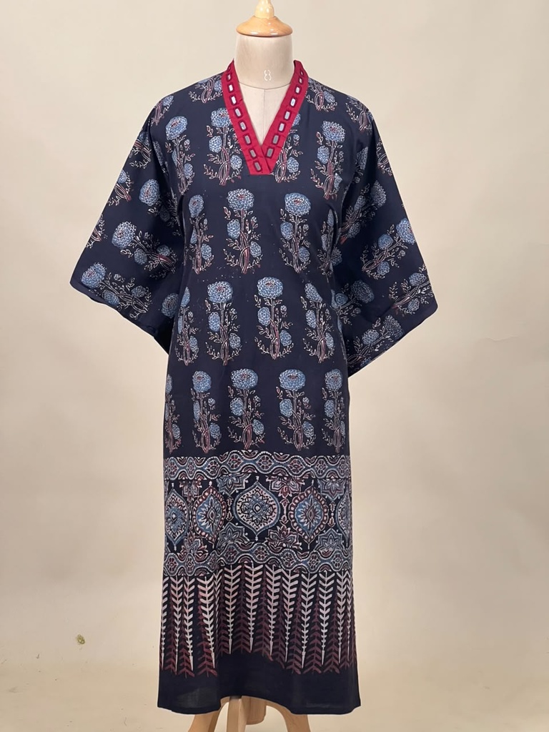 Ajrakh Cotton Kaftan 4802 BLACK 4
