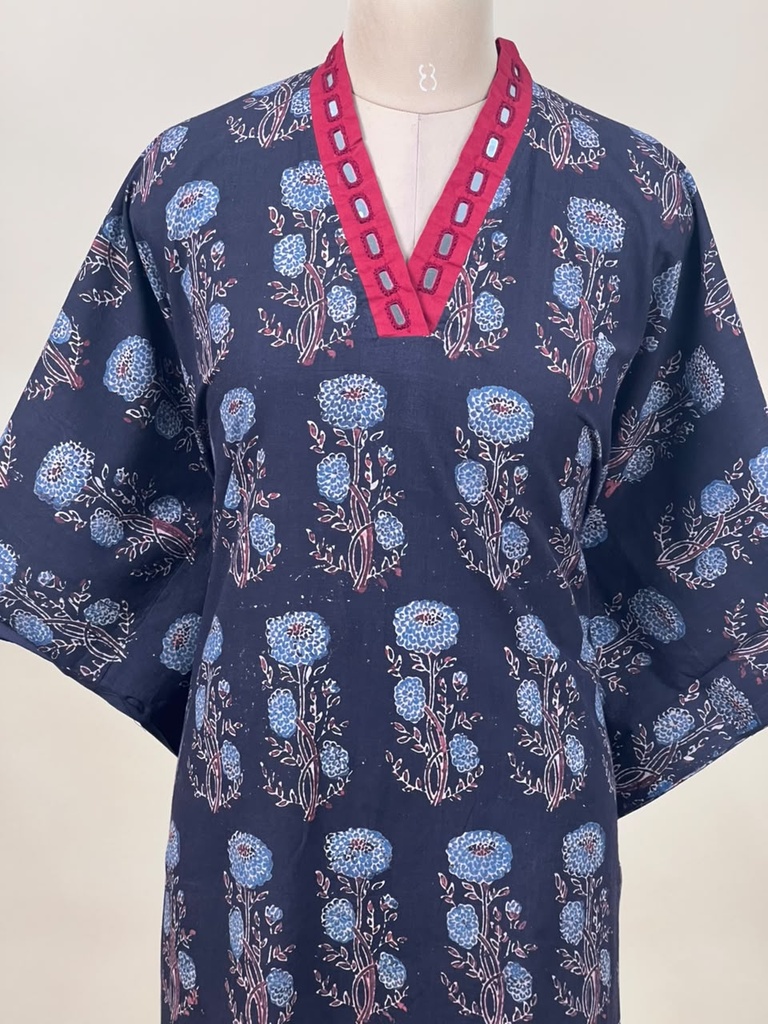 Ajrakh Cotton Kaftan 4802 BLACK 4