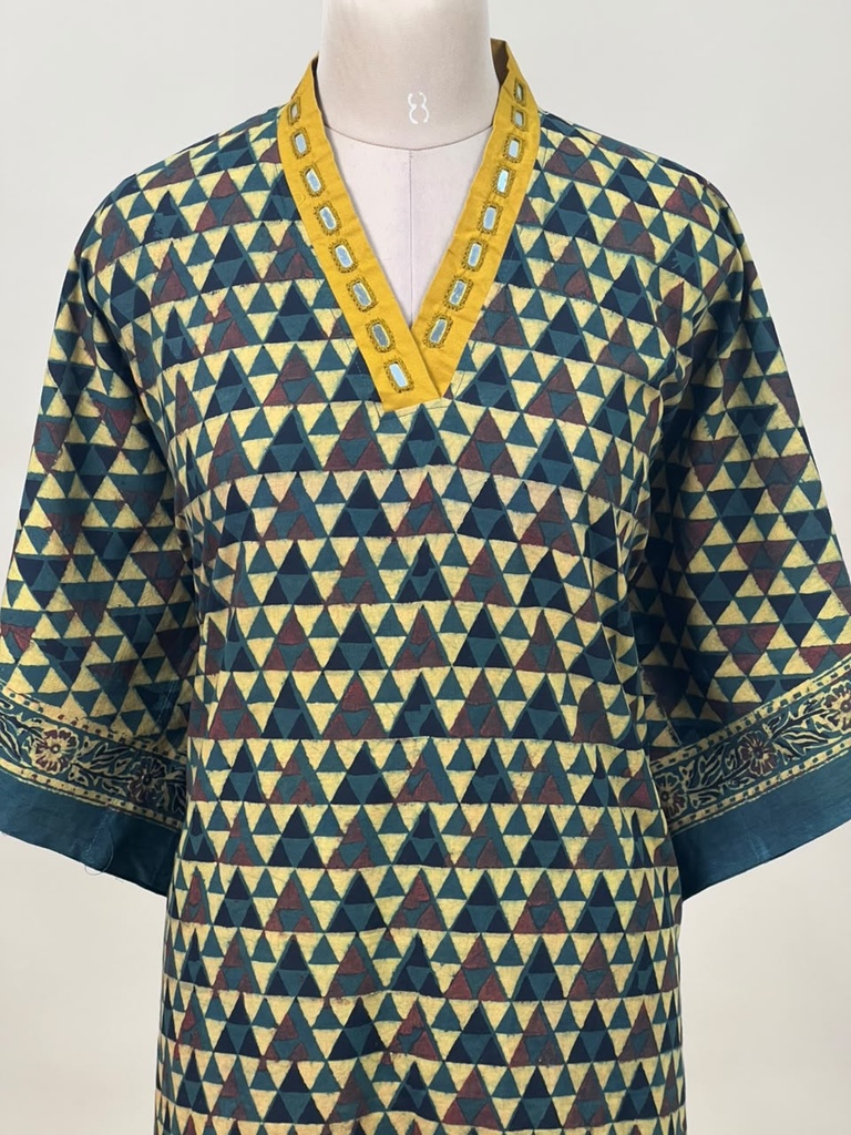 Ajrakh Cotton Kaftan 4802 YELLOW 1