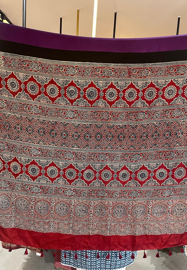 Ajrakh Modal Silk Saree 4243