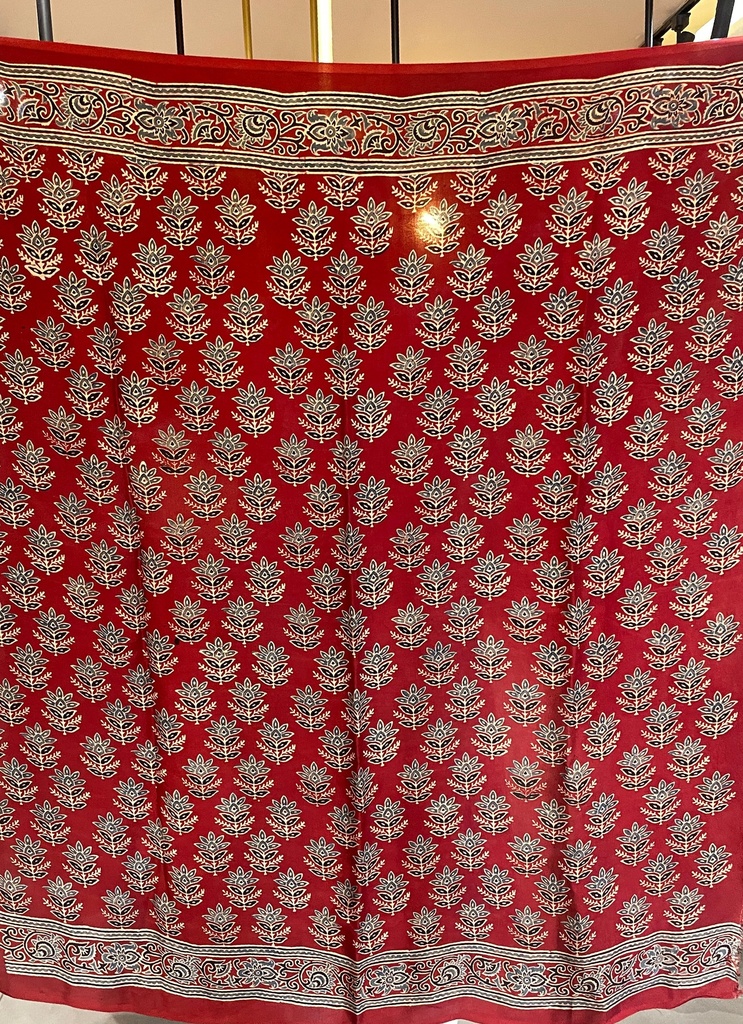 Ajrakh Modal Silk Saree 4243