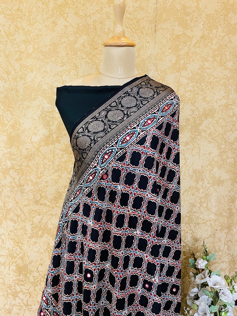 Ajrakh Dola Silk Dupatta 4564