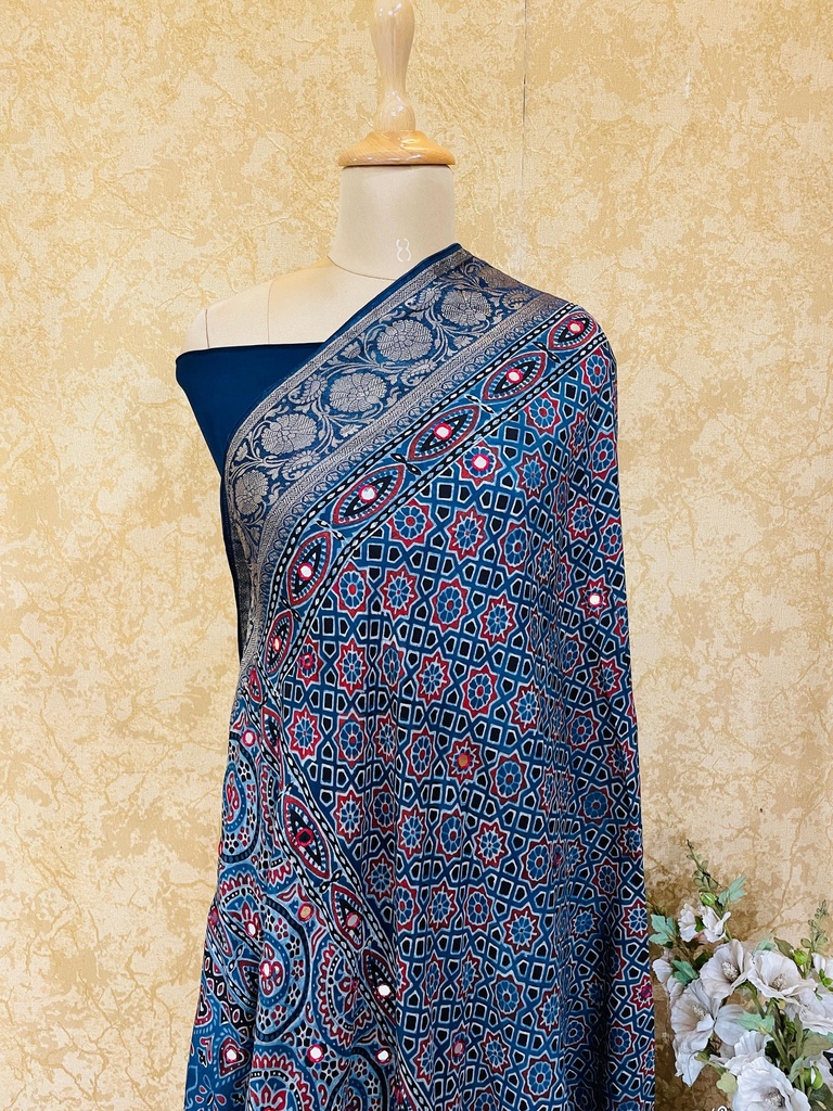 Ajrakh Dola Silk Dupatta 4564