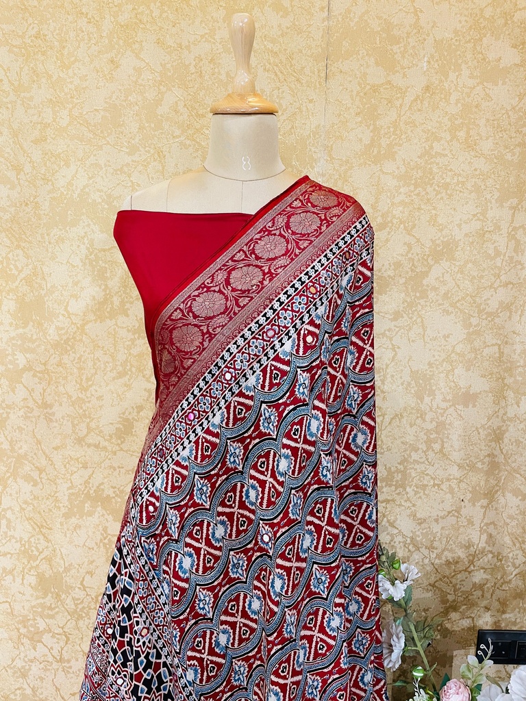 Ajrakh Dola Silk Dupatta 4564