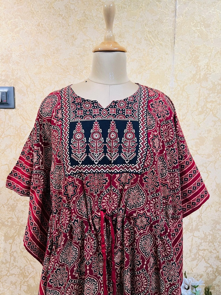 Ajrakh Cotton Long Kaftan 5053