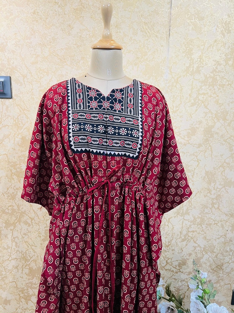 Ajrakh Cotton Long Kaftan 5053