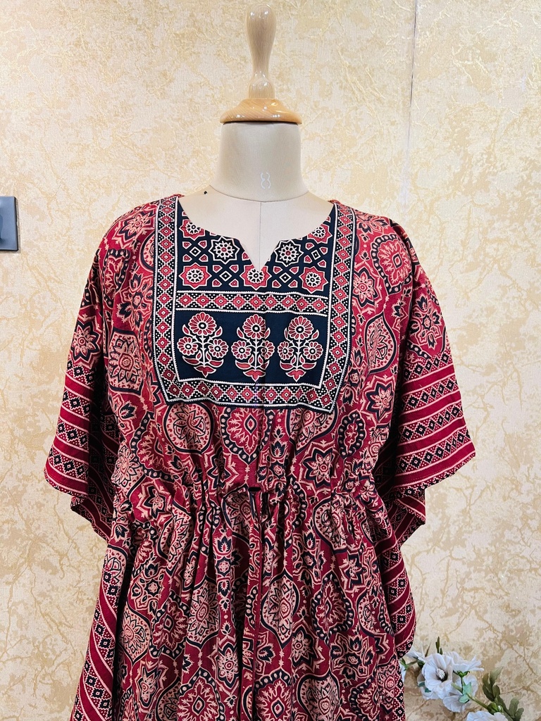 Ajrakh Cotton Long Kaftan 5053