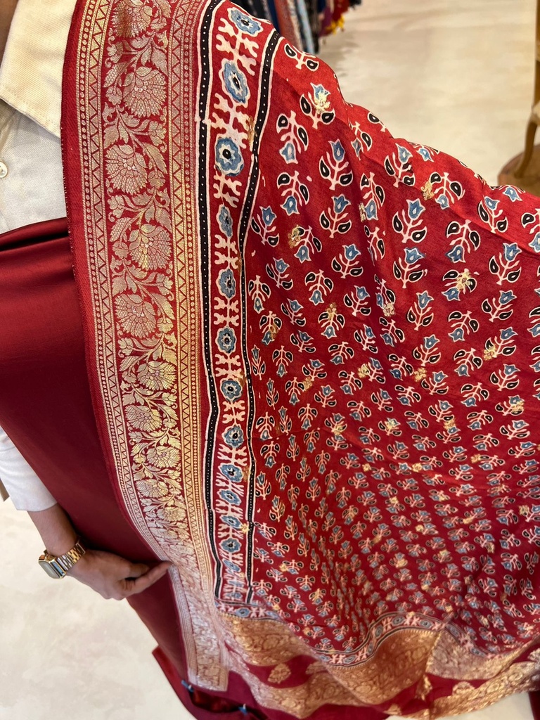 Ajrakh Silk Suit 5048