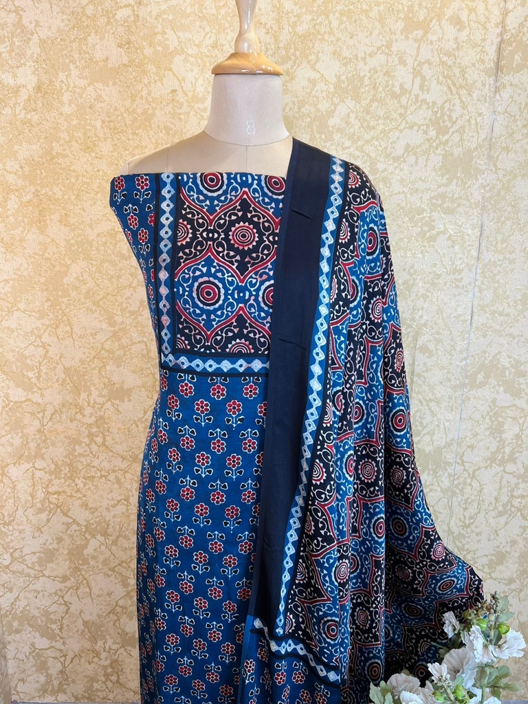 Ajrakh Dola Silk Dupatta 4564