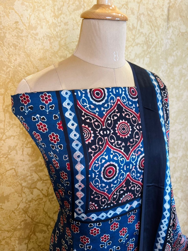 Ajrakh Dola Silk Dupatta 4564