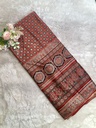 Ajrakh Handblock Printed Mashru Silk Fabric 4215