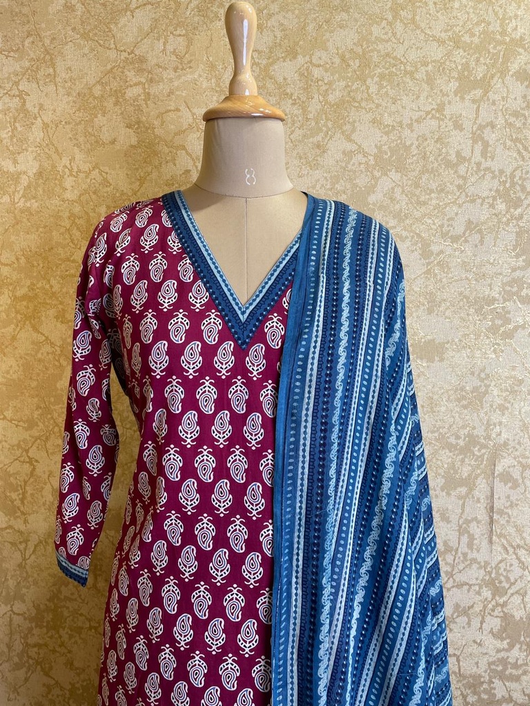 Ajrakh Cotton 3 pcs Sets 5046