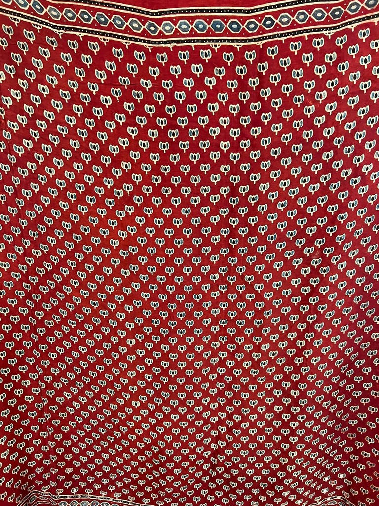 Ajrakh Modal Silk Mirror Saree 5036
