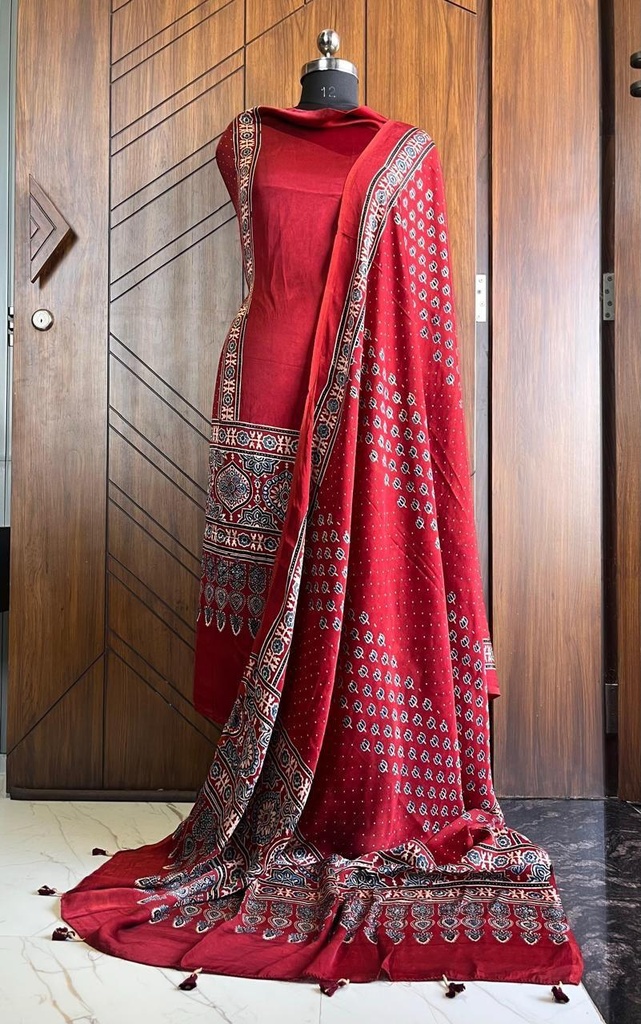 Ajrakh modal silk suit 5012