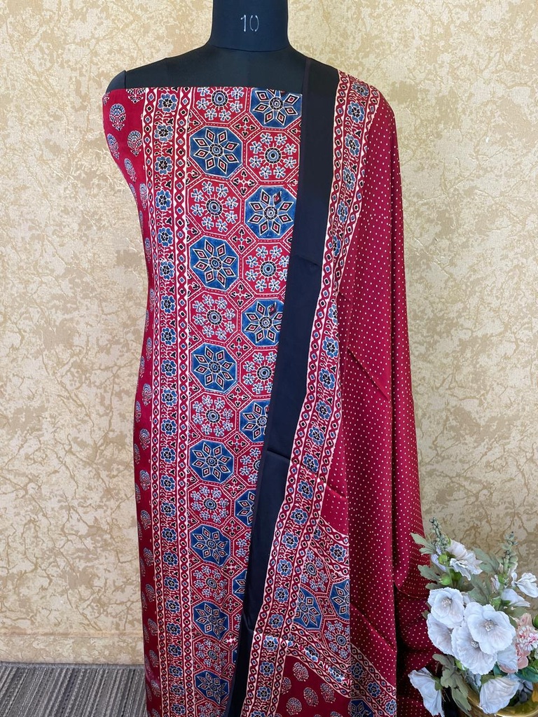 Ajrakh Modal Silk Suit 5012
