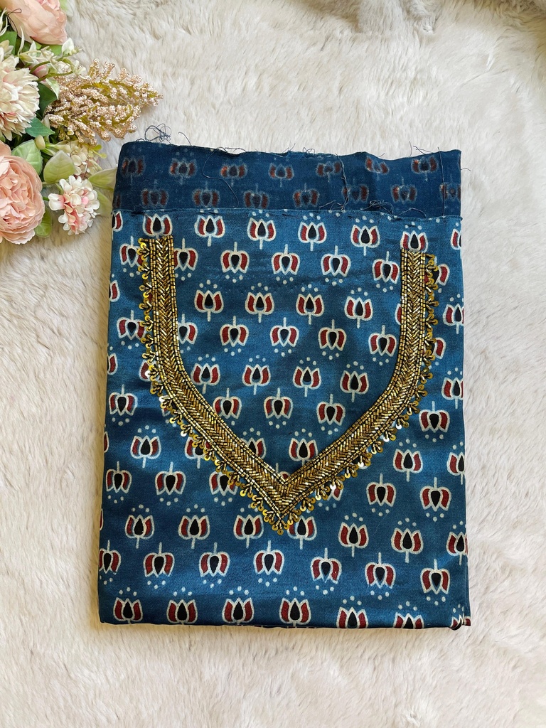 Ajrakh Mashru Silk Fabric 4215