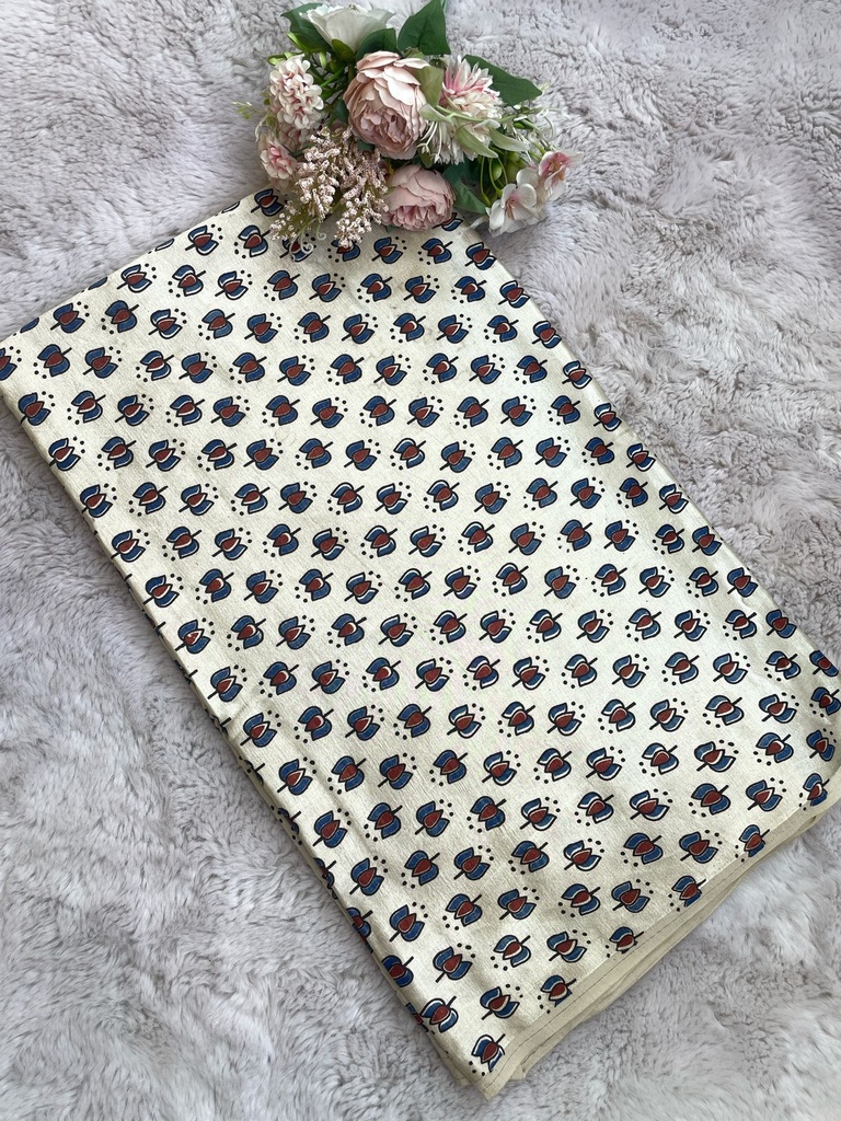 Ajrakh Handblock Printed Mashru Silk Fabric 4215