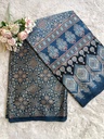 Ajrakh Handblock Printed Mashru Silk Fabric 4215