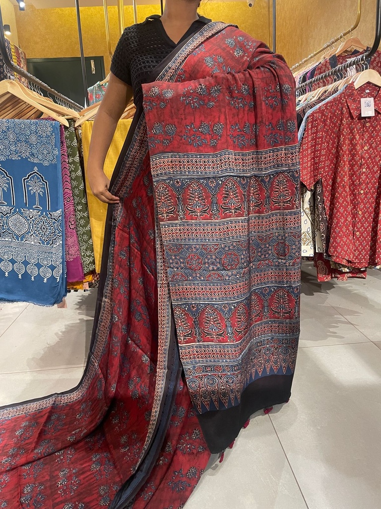 Premium Ajrakh Modal Silk Saree 4243