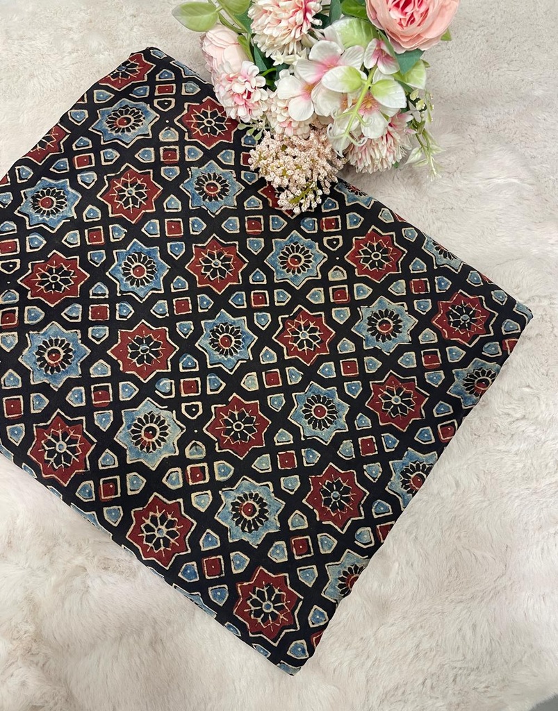 Ajrakh Handblock printed Modal Silk fabric 5019 
