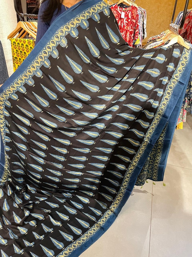Premium Ajrakh Modal Silk Sarees 5033