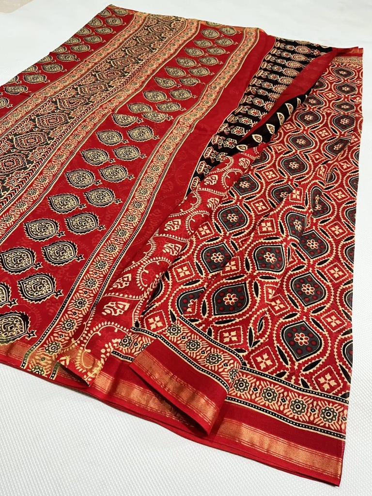 Ajrakh Cotton Sarees 5026