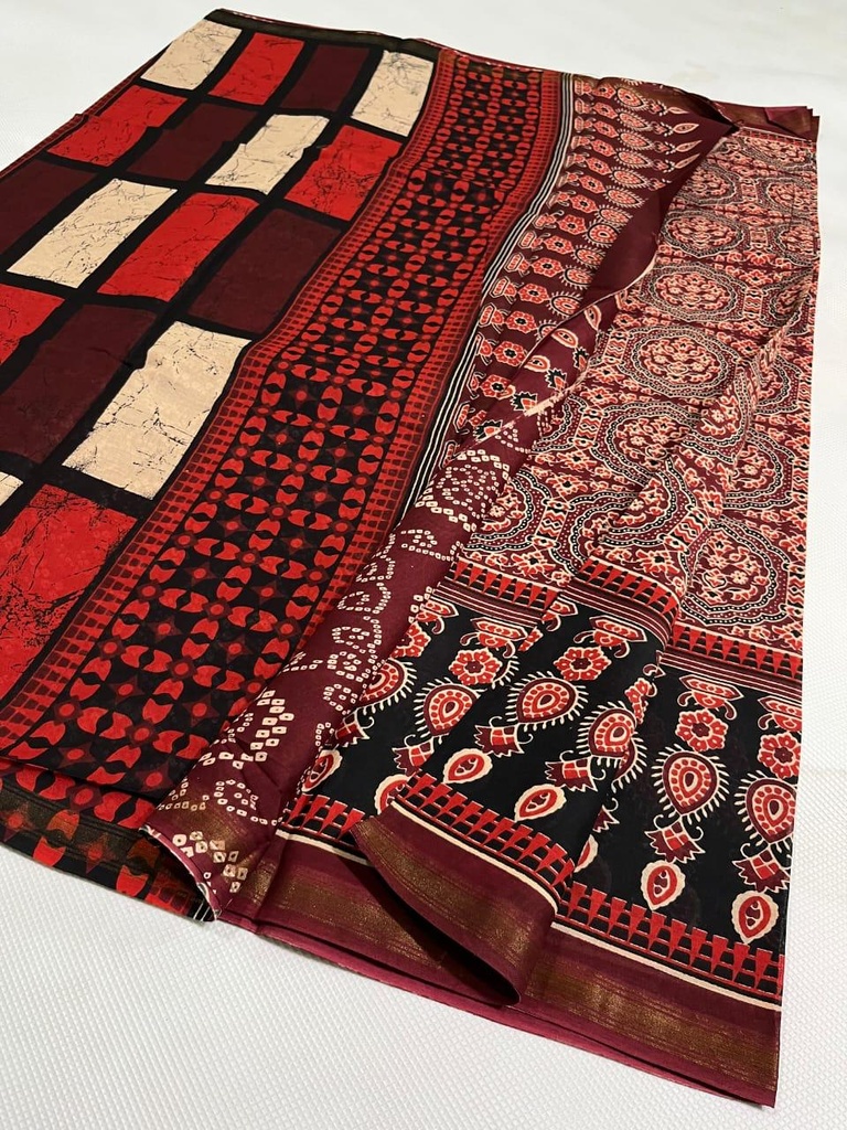 Ajrakh Cotton Sarees 5026