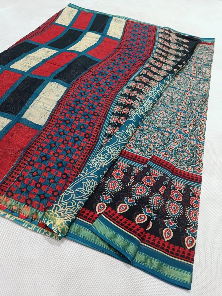Ajrakh Cotton Sarees 5026