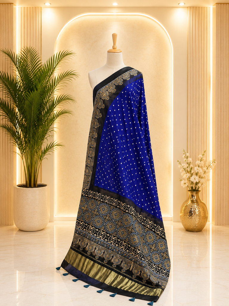 Ajrakh Bandhani Modal Silk Dupatta 4564