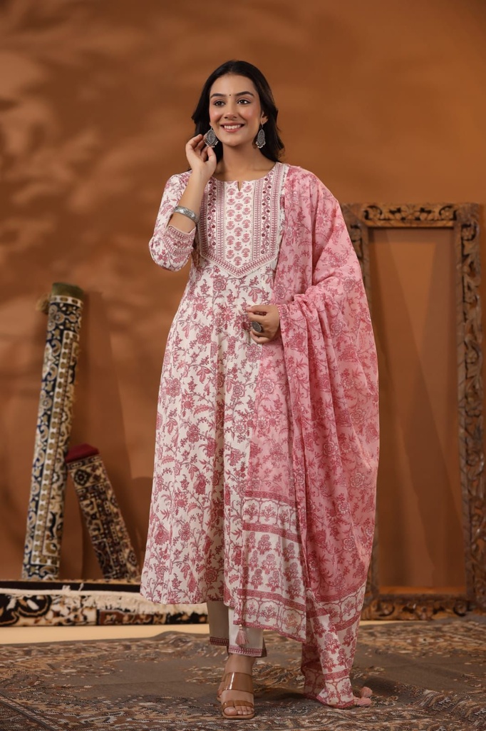 Cotton Anarkali Kurti Set 
