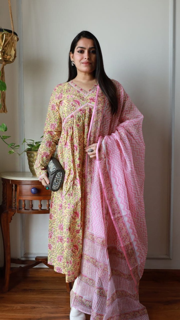 Alia Cut Cotton Kurti Set 5043