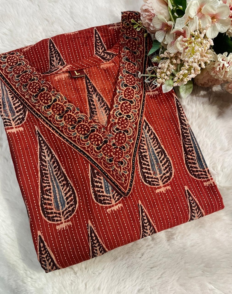 Ajrakh Aline Cotton Kurti 5043 