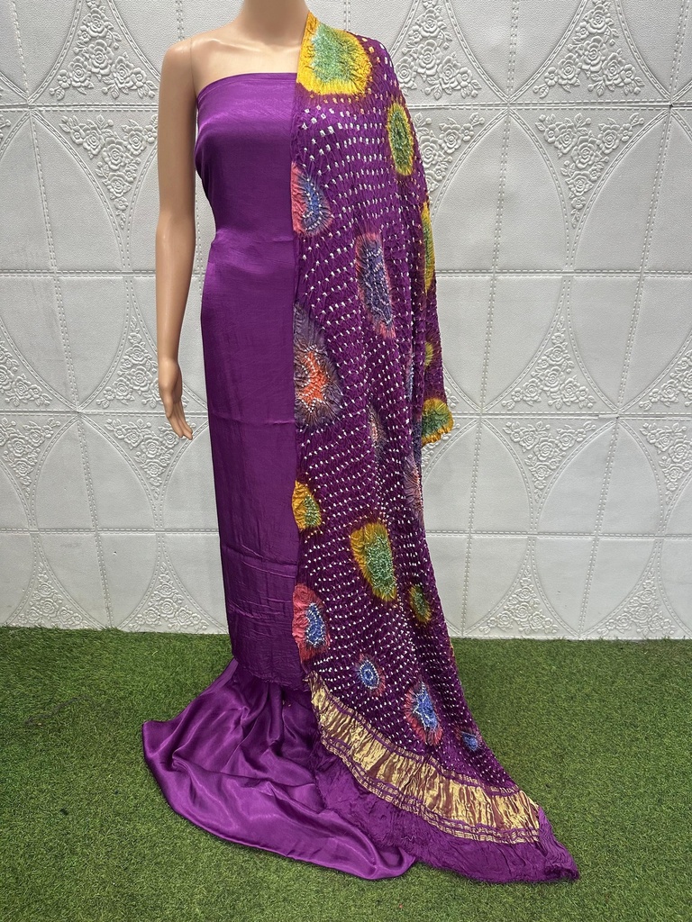 Multi bandhej Modal Silk Suit 5014