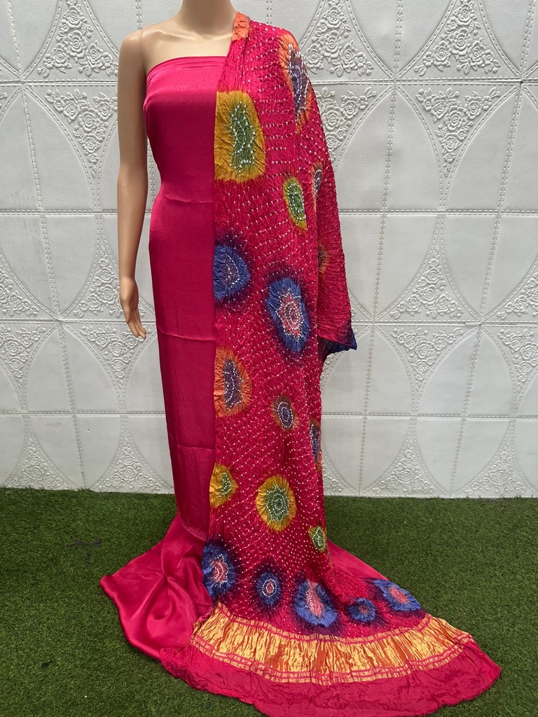  Multi bandhej Modal Silk Suit 5014