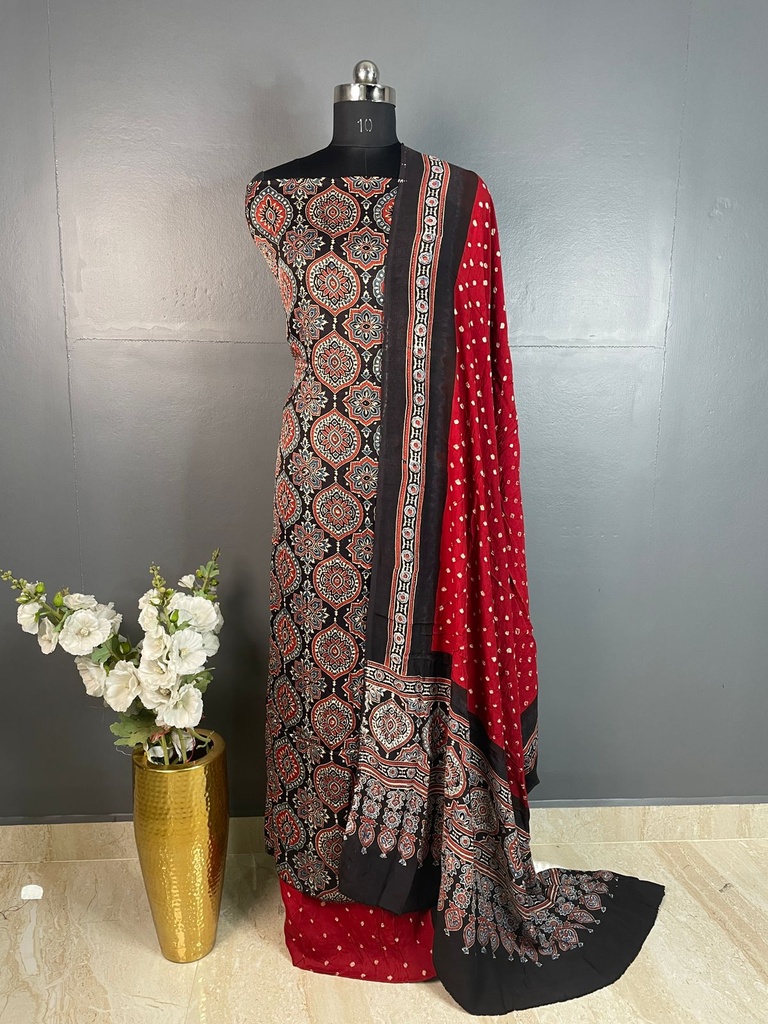 Ajrakh Bandhani Suit Set 5012