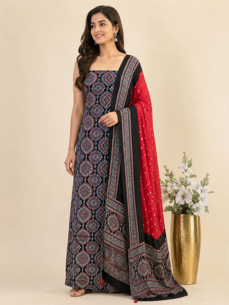Bandhani Ajrakh Modal Silk Suits 5012 