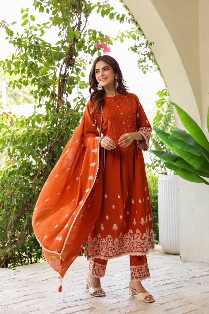 Embroidered Cotton Kurti Sets 5070