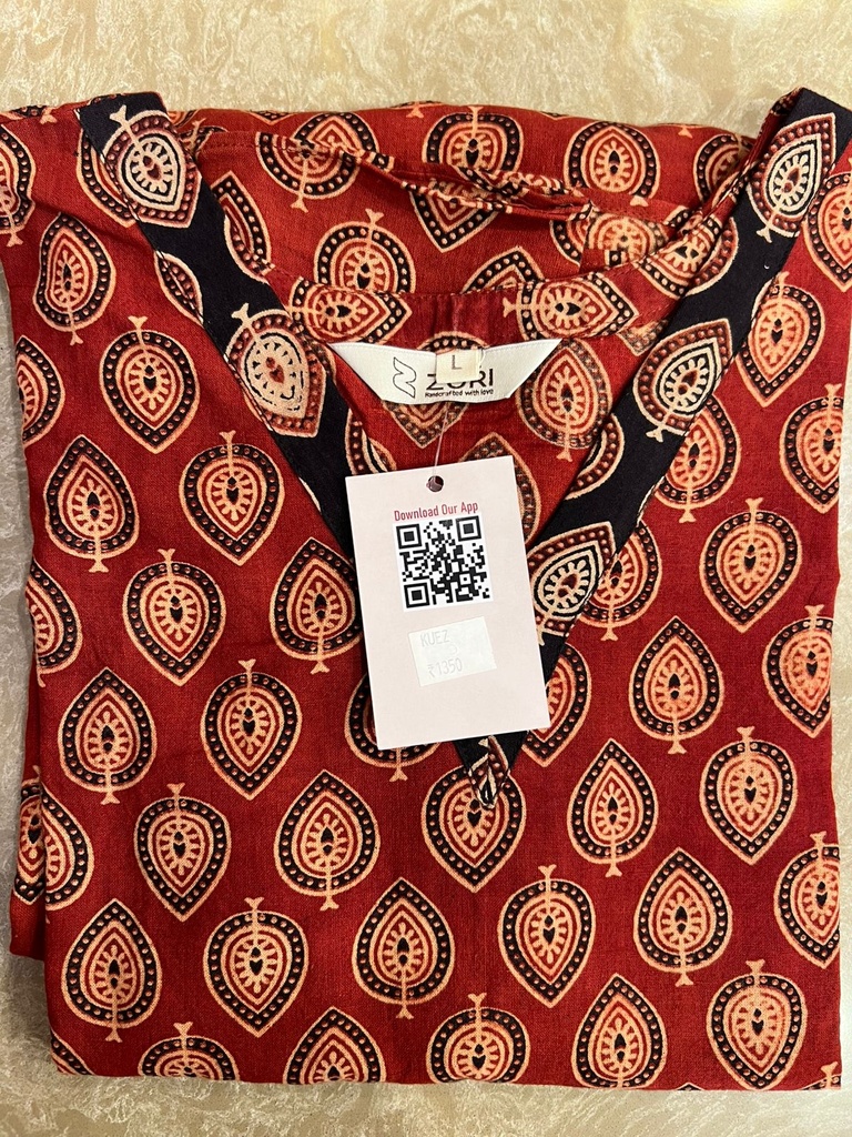 Ajrakh Aline Cotton Kurti 5043