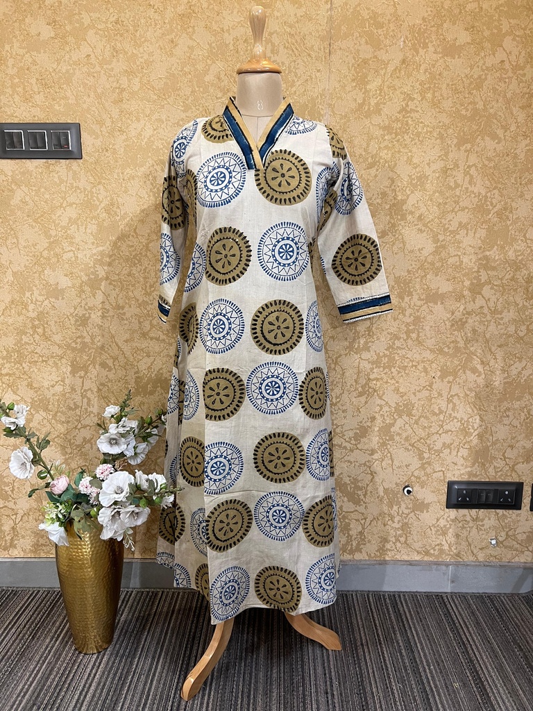 Ajrakh Cotton Aline Kurtis 5043