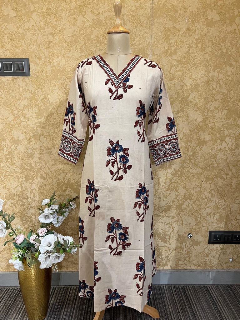 Ajrakh Cotton Aline Kurtis 5043