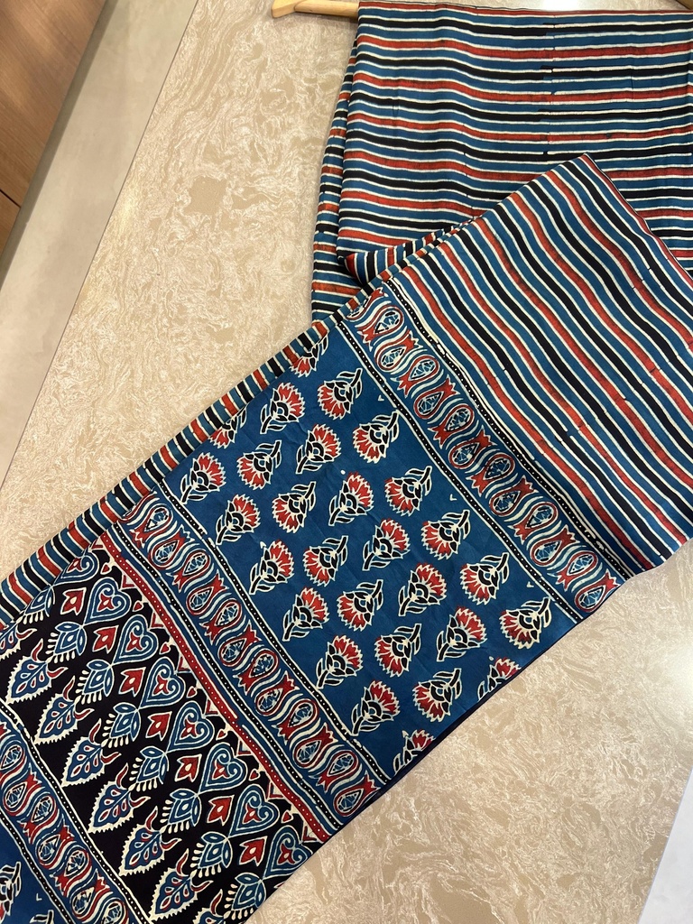 Premium Ajrakh Modal Silk Saree 5033