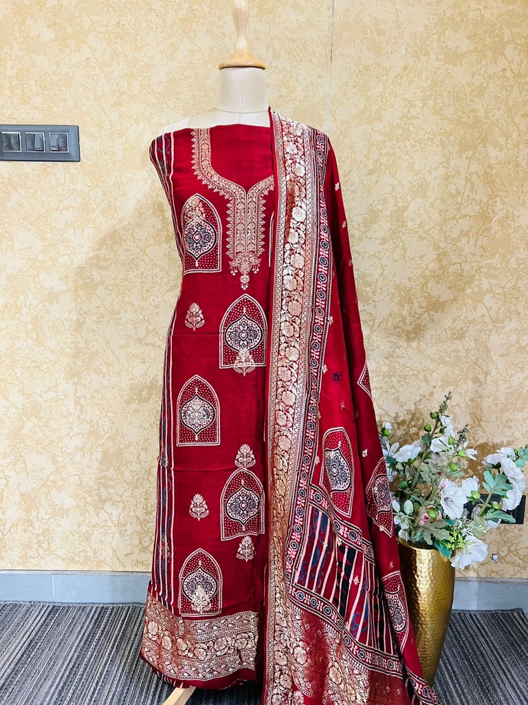 Ajrakh Dola Silk Suits 5048