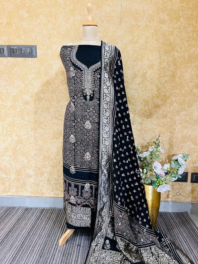 Ajrakh Dola Silk Suits 5048