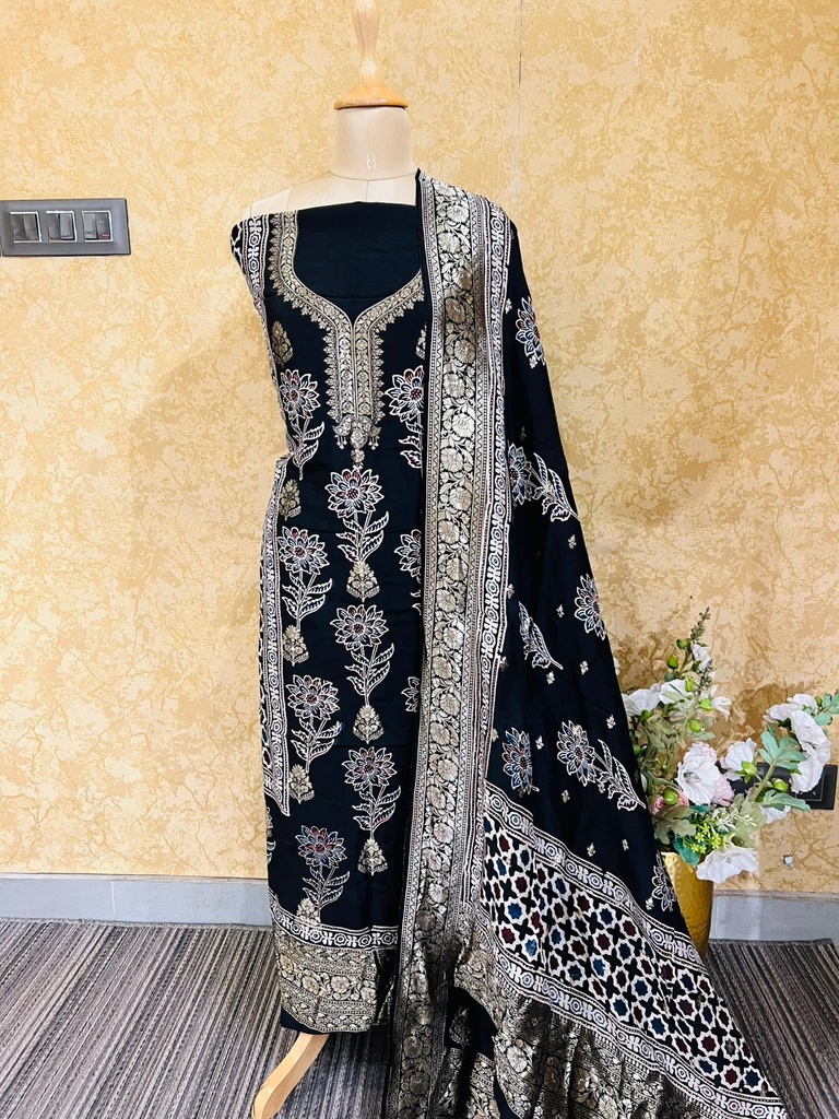 Ajrakh Dola Silk Suits 5048