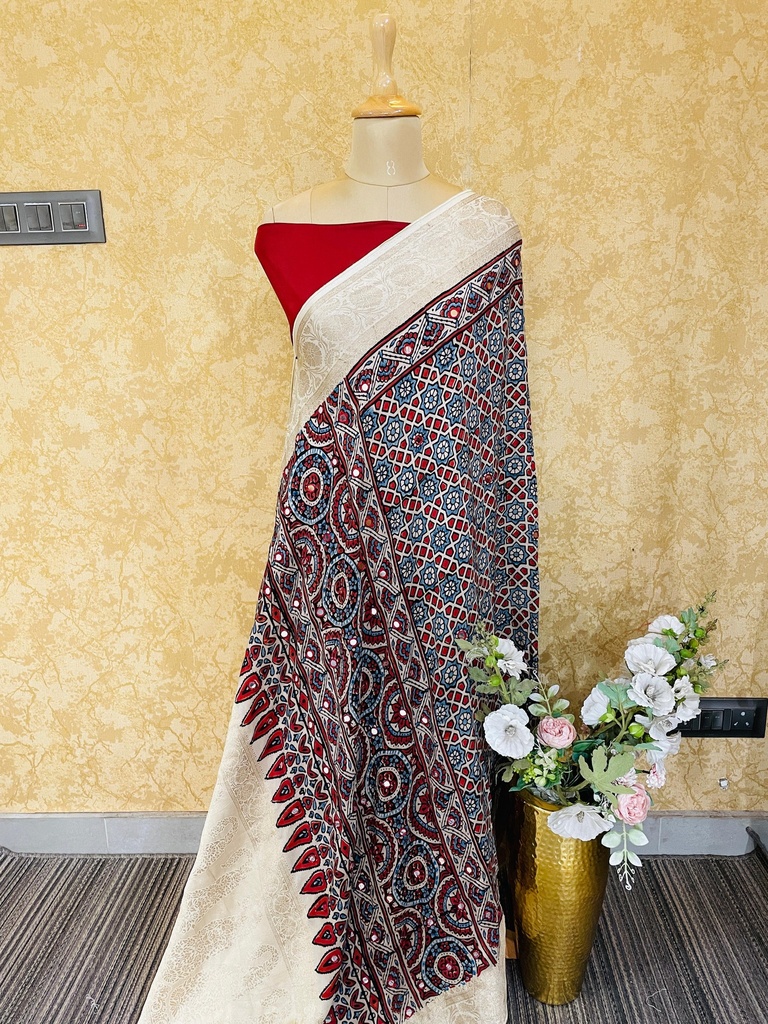 Ajrakh Dola Silk Dupatta 4564