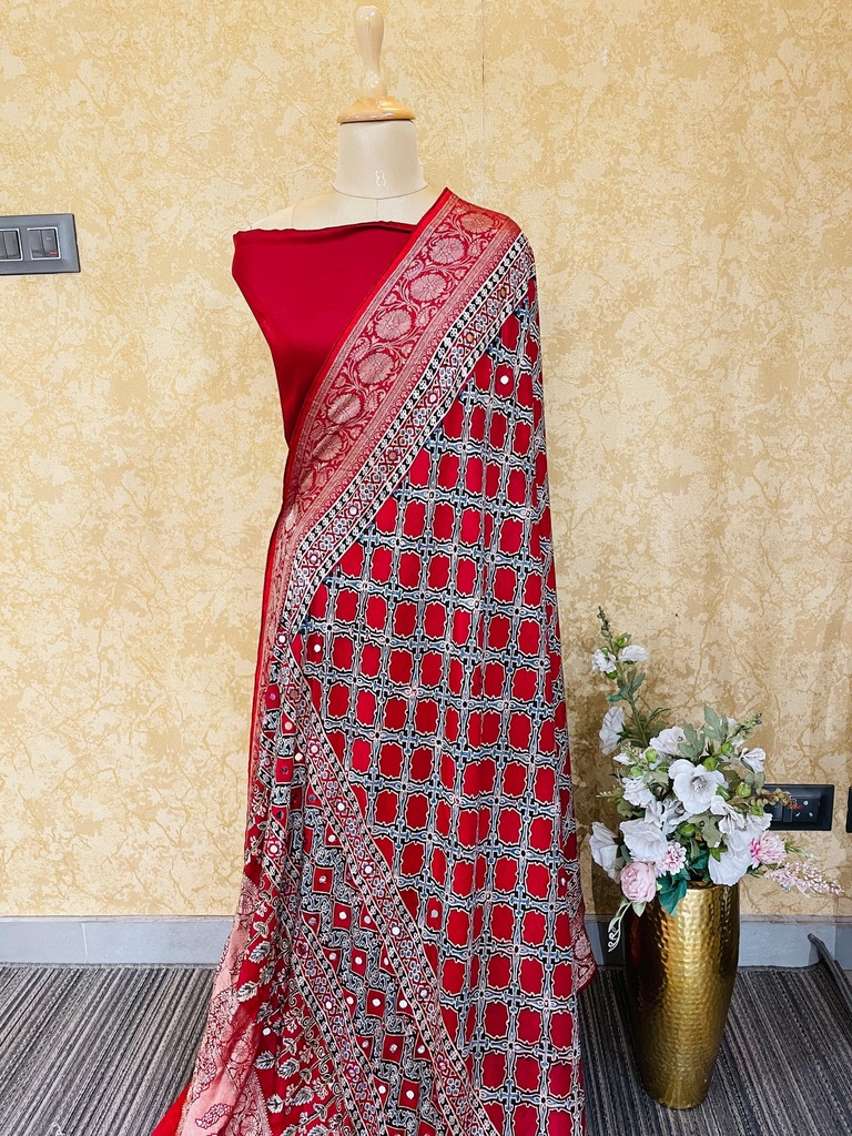Ajrakh Dola Silk Dupatta 4564