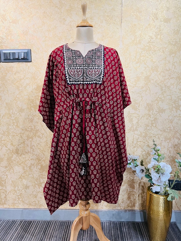 Ajrakh Short Cotton Kaftan 5053
