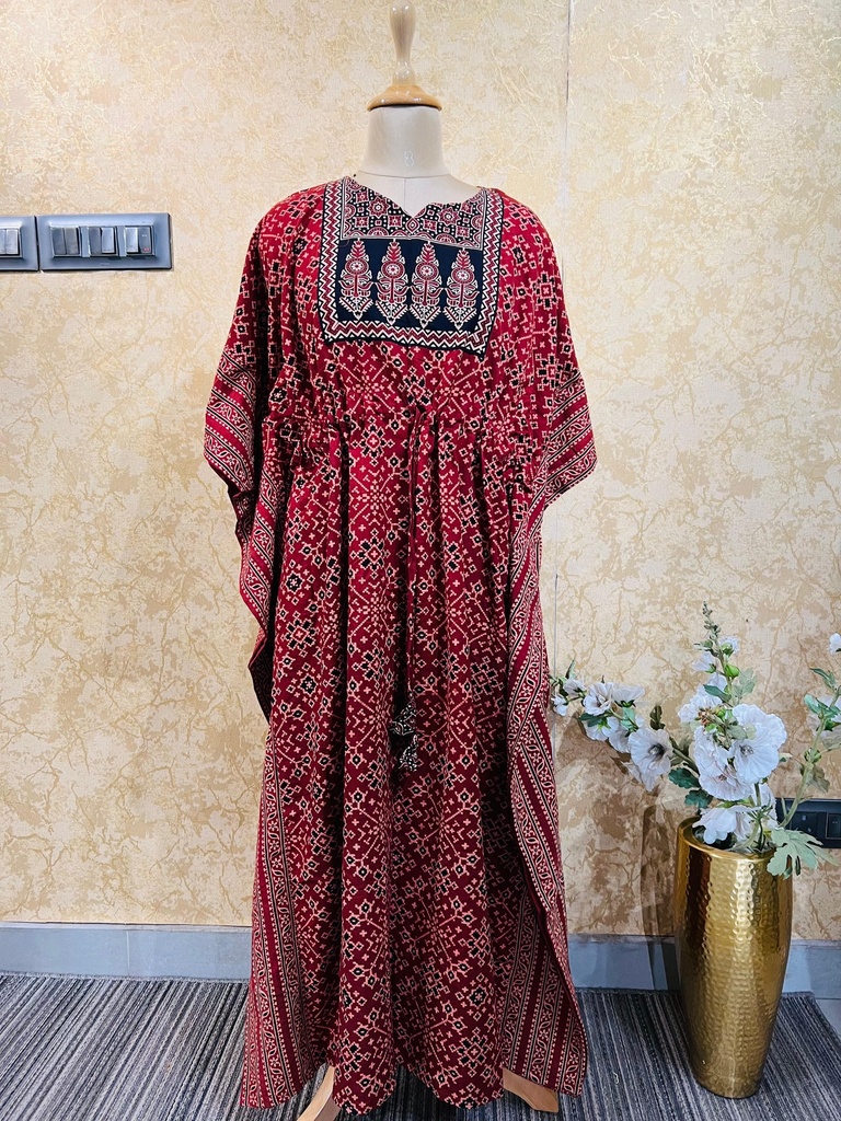 Ajrakh Cotton Long Kaftan 5053