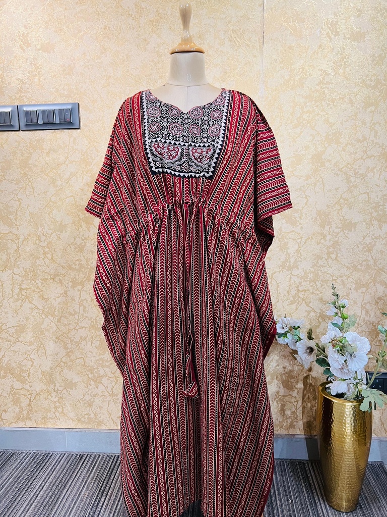 Ajrakh Cotton Long Kaftan 5053